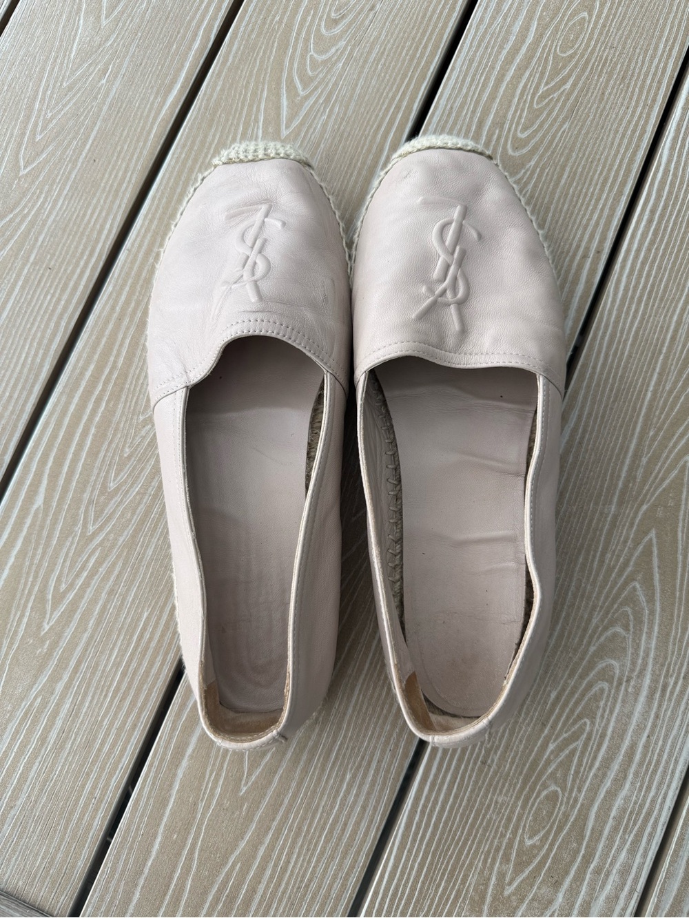Yves Saint Laurent Pale Blush Leather Espadrille Flats